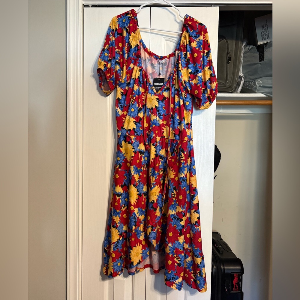 Rebdolls Floral Red, Blue, & Yellow Dress